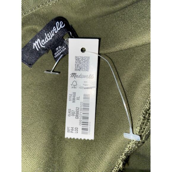 NWT Madewell size XL 100% Cotton Green Button Down Long Sleeve Mini Shirtdress - Picture 9 of 12